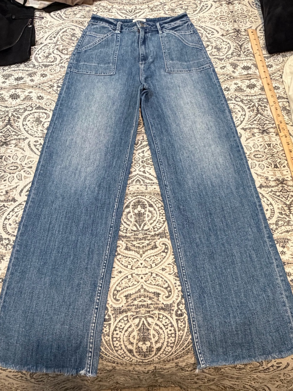 DRIFTWOOD High-Rise Wide Leg Jeans in Medium Blue Wash